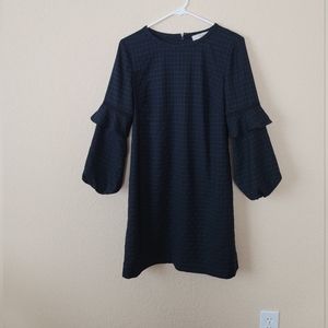 Loft Green and Blue Plaid Bell Sleeve Dress, Size 4